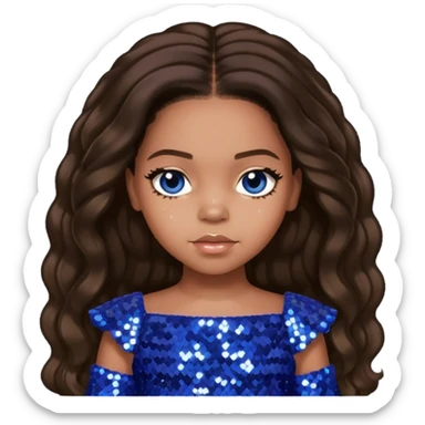Blue Ivy Carter with long dark brown hair, periwinkle sequin outfit sticker