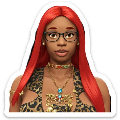 red-haired girl with jewelry sticker