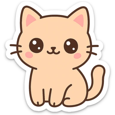 playful kot, sitting, big eyes sticker