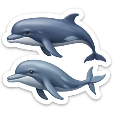 une baleine avec un dauohin en dessous sticker