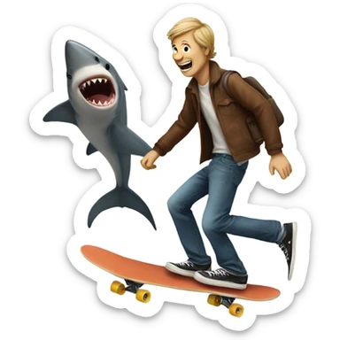  man skateboarding with a shark sticker