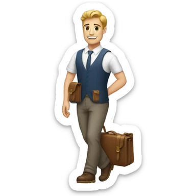 homme avec des grands pieds avec une mallette  sticker