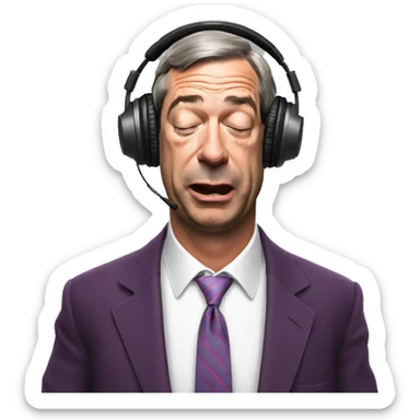 Nigel Farage listening to music with eyes closed  sticker