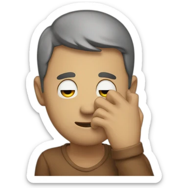 Emoji putting hand on his face because of deception sticker