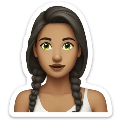 Tan girl dark hair green eyes doing skincare  sticker