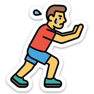 one man sweating and pushing himself during a workout, clean lines, fitness theme, icon style sticker