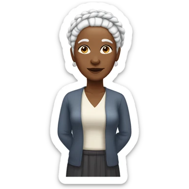older black lady with white braids sticker