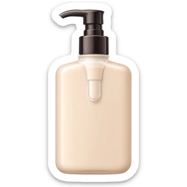 Neutral beige body lotion bottle with pump, pastel backdrop sticker