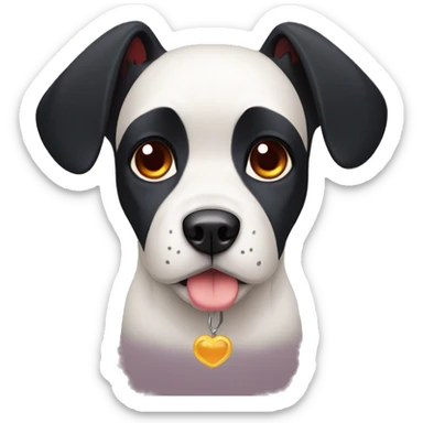 black dog, big jowls, sad puppy eyes, wings, winged dog, angel wings,red collar sticker