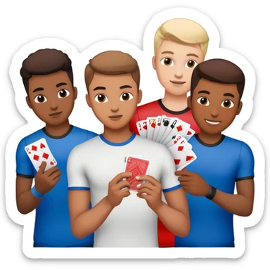 male friend group playing sport cards sticker