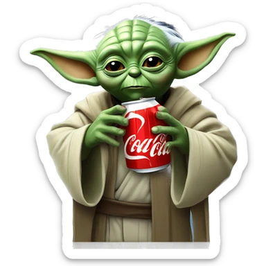 Master Yoda drinking coca cola in space sticker