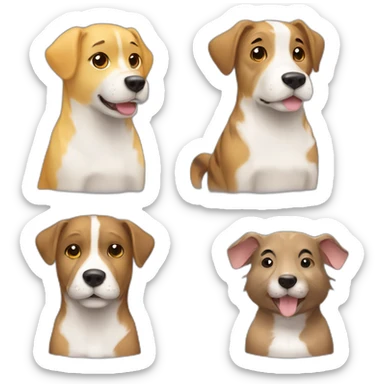 medium yellow dog with a big brindle brown and a gray hamster sticker