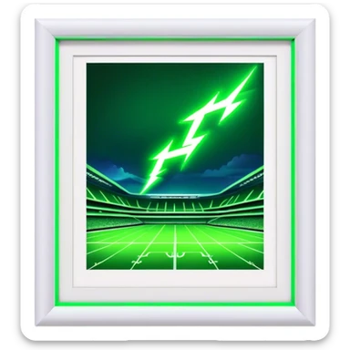 Cinematic realistic 3d neon green lightning above the stadium sticker
