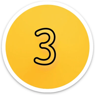 Number 3 on a yellow volumetric background sticker