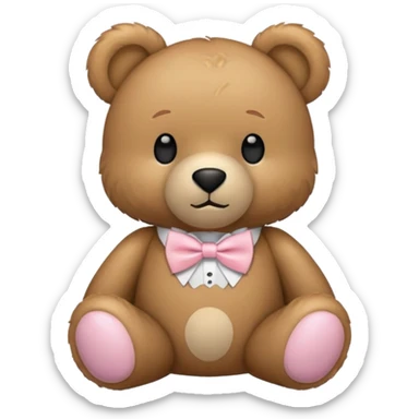 teddy bear with light pink bow tie sticker