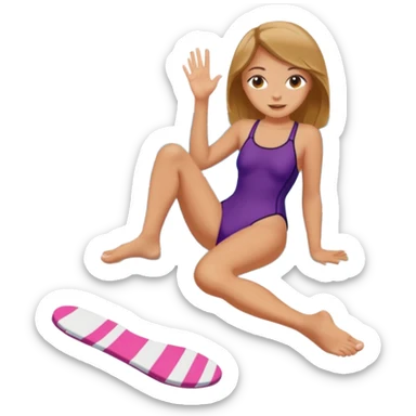Draw a girl in a swimsuit who shows her foot sticker