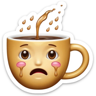 Crea un emoji che piange con sotto  le lacrime delle tazzine  sticker
