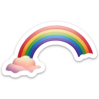 Cinematic Realistic Rainbow Emoji, Arching gracefully across the sky, with soft, glowing hues of red, orange, yellow, green, blue, indigo, and violet blending seamlessly into one another. The rainbow feels like a hopeful promise, gently illuminating the sky with a warm, uplifting glow. Soft glowing outline, capturing the essence of joy, hope, and vibrant color in a stunning rainbow! sticker