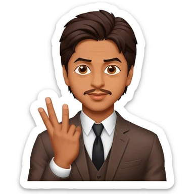 Cinematic Realistic Shah Rukh Khan Pop Culture Emoji, showcasing the charismatic charm of the Bollywood superstar rendered with lifelike detail and captivating lighting. sticker