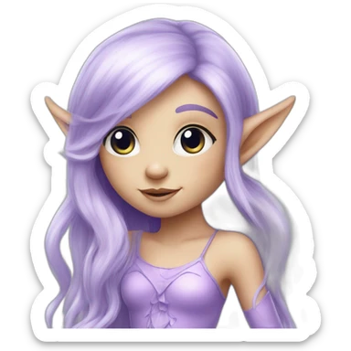 cute lilac elf fairy with long hair sticker