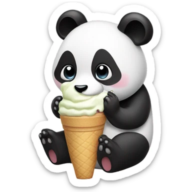 Panda eating ice cream sticker