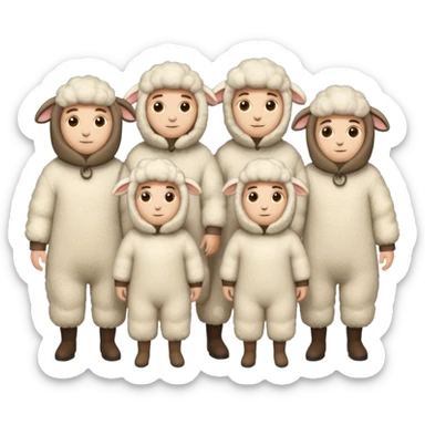 Quero 5 pessoas vestidas de ovelhas sticker
