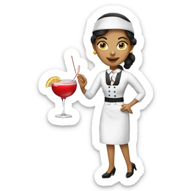 Spanish waiter woman with cocktails  sticker