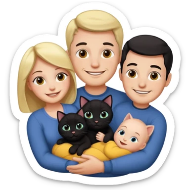 1 mom, 1 dad, 1 baby and 1 black cat sticker