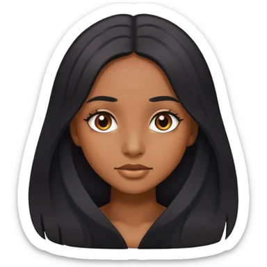 brown skin girl with long black hair and brown eyes sticker