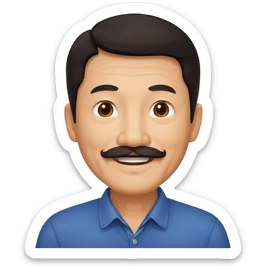 Older Chinese man with dark hair and full mustache sticker