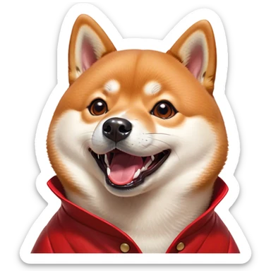 Cinematic Comical Shiba Inu Portrait Emoji, Head tilted dramatically with an exaggeratedly amused or surprised expression, featuring a striking red coat with a creamy underbelly, wide, expressive brown eyes filled with exaggerated disbelief, Simplified yet hilariously expressive features, highly detailed, glowing with a slightly sassy glow, high shine, dramatic yet playful, stylized with an air of cheeky defiance, bright and endearing, soft glowing outline, capturing the essence of a spirited and over-the-top companion, so meme-worthy it feels like it could side-eye its way into internet fame instantly! sticker