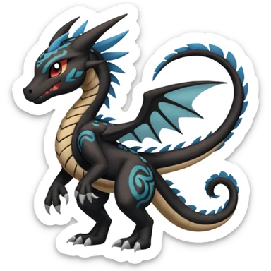 Meloetta-Stitch-Zekrom-Salandit-fusion, full body, tribal markings  sticker