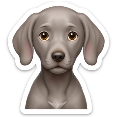 cinematic-noble-weimaraner puppy-portrait-emoji,-poised-and-regal,-with-a-strong,-athletic-build-and-a-lustrous,-well-groomed-grey fur,-deep-set-soulful-brown-eyes,-simplified-yet-sharp-and-sophisticated-features,-highly-detailed, sticker