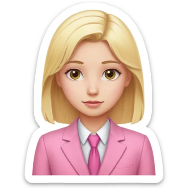 Blond girl pink suit day hi sticker