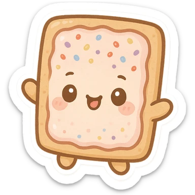 chibi poptart character, smiling, playful, rounded edges sticker