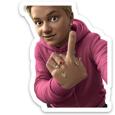 hooded boy with jewelry display sticker