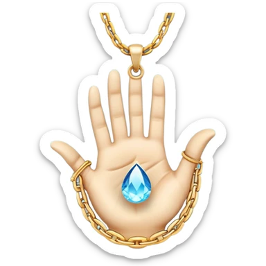 emojis for pendants with chains generally jewelry that is purposeful -- ethereal glowing hand with symbolic palm lines-- 5 fingers reading palm 
 sticker