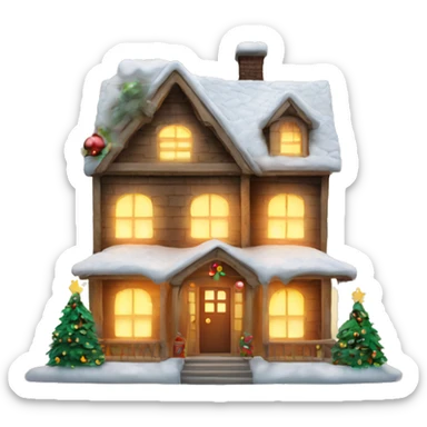 christmas house with light on  sticker