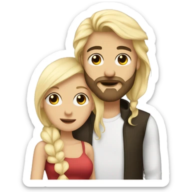 Kissing Couple he dark hair with beard she blonde lobg hair sticker