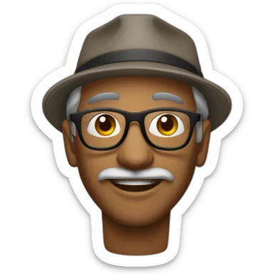 Hombre 60 años con pelo negro gafas i gorra sticker