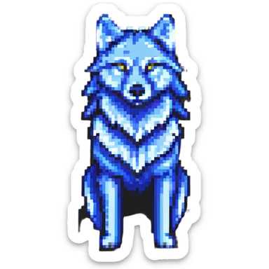 wolf in minecraft style, pixel art, blocky, simple background sticker