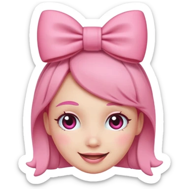 Blushing emoji with bow on head sticker