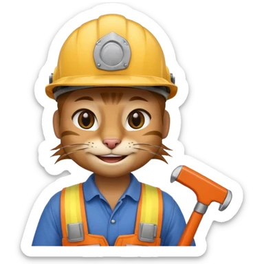 siam cat, handyman Outfit, wearing a Helmet sticker