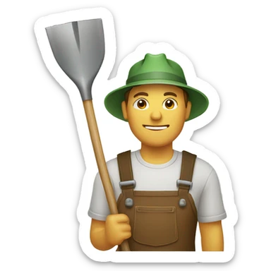 farmer with shovel sticker