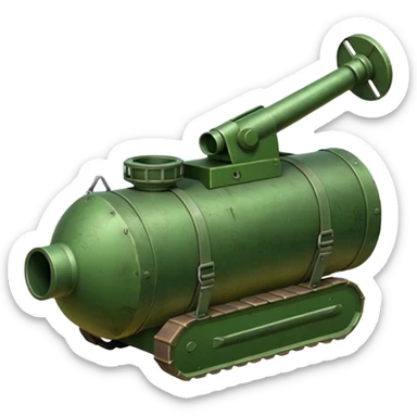 generate a realistic green elongated anti-tank mine  sticker