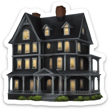 Side view Nevermore Academy. Haunted Addams 5 story house.  sticker