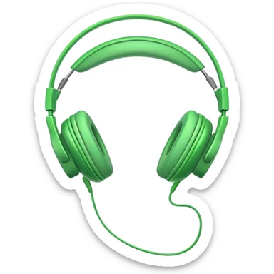 simple green headphones with one cord running down off the bottom edge sticker