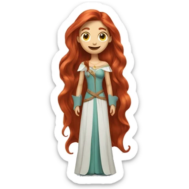 cartoon redhead woman with long hair wearing a fantasy costume sticker