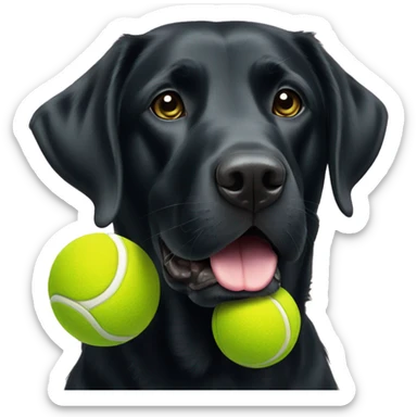black labrador with tennis ball in mouth sticker