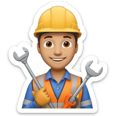 manual worker emoji wearing hard hat holding wrench sticker